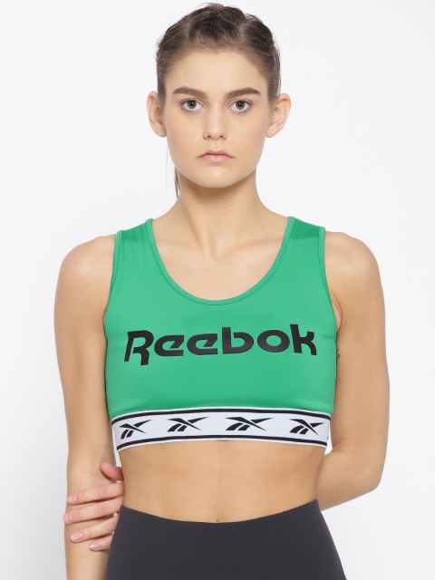 

Reebok Classic Women Green & Black Printed Vector Light Impact Bra EB5078