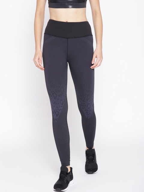

Reebok Charcoal Grey Thermowarm Base Seamless High-Rise Self-Design Training Tights