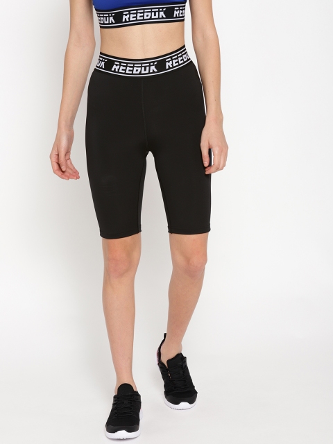 

Reebok Women Black Solid Meet You There Fitted Woven Training Shorts