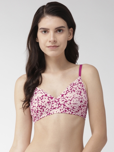 

Marks & Spencer Magenta & Off-White Printed Non-Wired Non Padded Plunge Bra T337158PMID