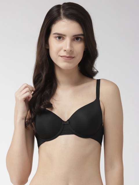 Black Solid Underwired Lightly Padded T-shirt Bra T332252