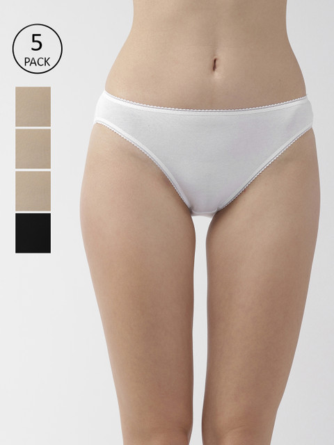 

Marks & Spencer Women Pack of 5 Solid Basic Briefs T614930, Beige