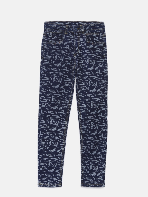 

TALES & STORIES Boys Blue Printed Slim Fit Mid-Rise Clean Look Jeans