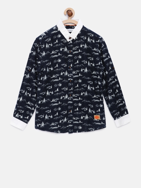 

TALES & STORIES Boys Navy Blue Regular Fit Printed Casual Shirt