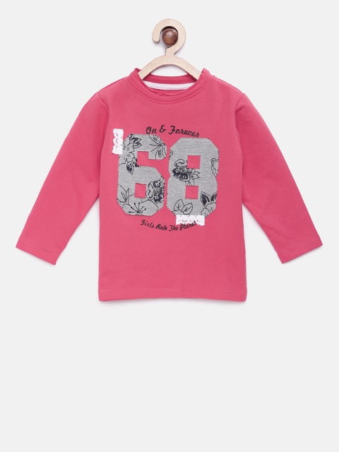 

TALES & STORIES Girls Pink Printed Round Neck T-shirt