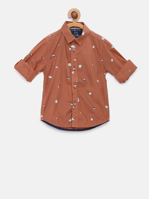 

TALES & STORIES Boys Brown Regular Fit Printed Casual Shirt