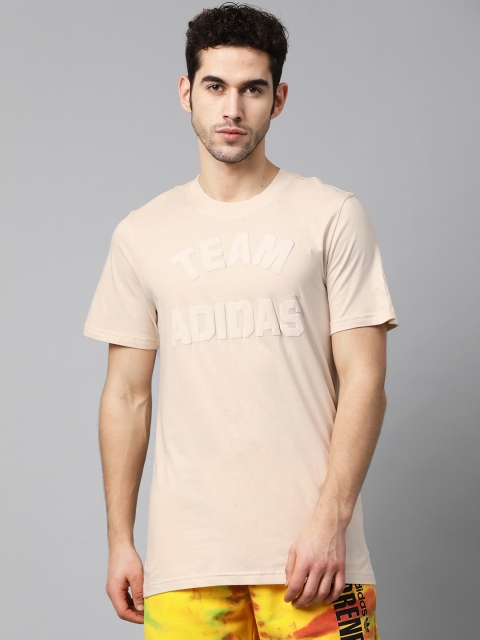 

ADIDAS Men Cream-Colored & White Printed Cotton VRCT T-Shirt