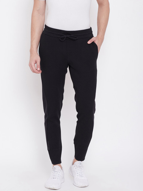 

ADIDAS Men Black Self-Striped VRCT Primeknit Joggers