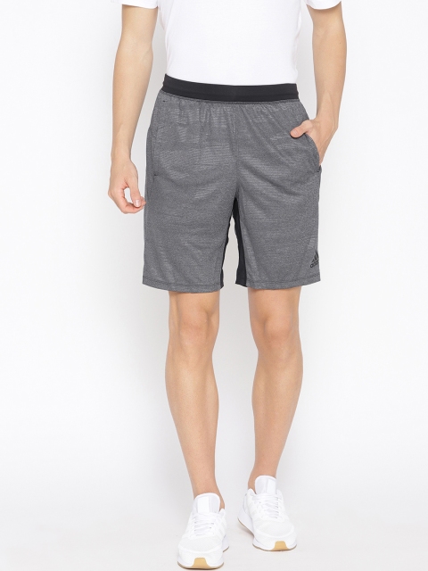 

ADIDAS Men Charcoal Grey Self-Striped Winter Sports Shorts