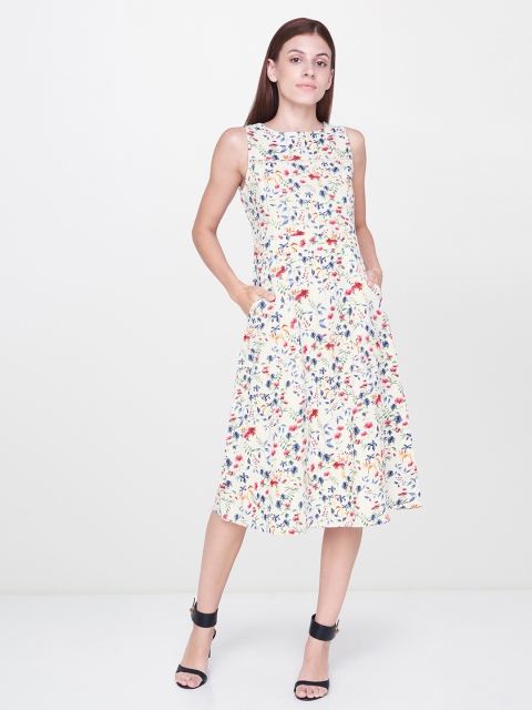 

AND Women Off-White & Pink A-Line Dress