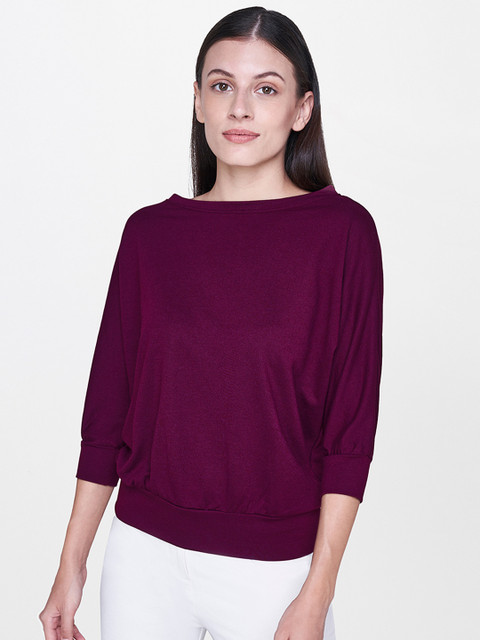 

AND Women Burgundy Solid Top