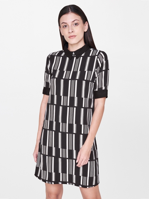 

AND Women Black & White Sheath Dress