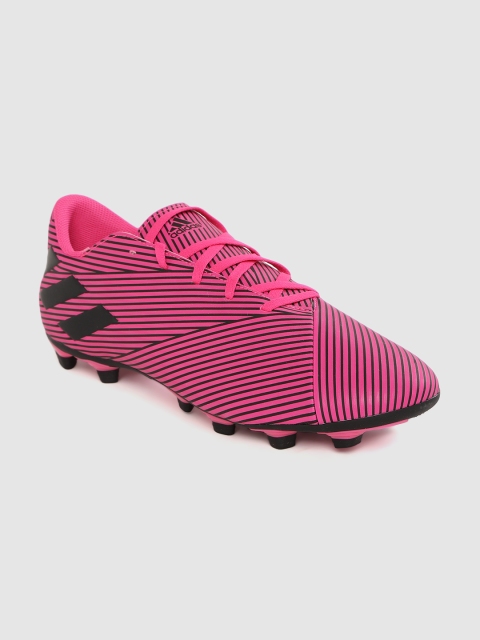 

ADIDAS Men Pink & Black Striped Nemeziz 19.4 Flexible Ground Cleats Football Shoes