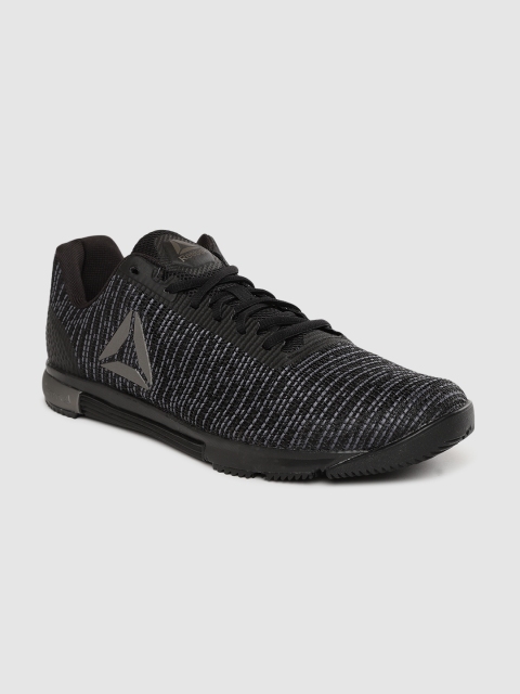 

Reebok Men Black & Grey Woven Design Speed Flexweave Training Soes