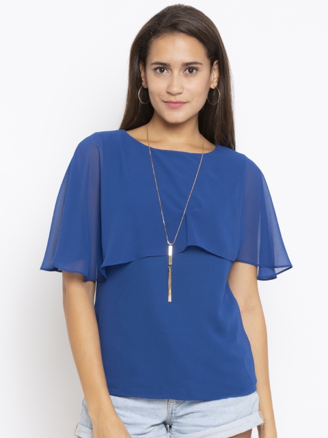 

Iti Women Blue Solid Cape Top