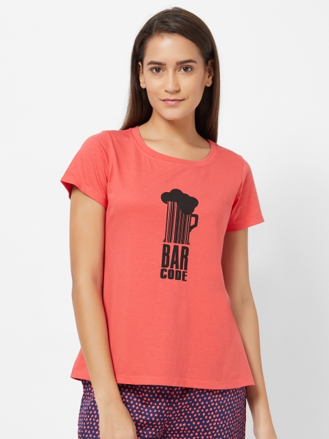 

Soie Women Red Printed Lounge T-shirts