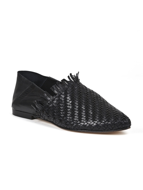 

Saint G Women Black Woven Design Leather Ballerinas