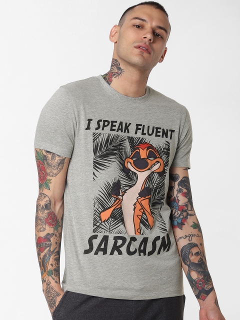 

Jack & Jones Men Grey Lion King Printed Round Neck T-shirt