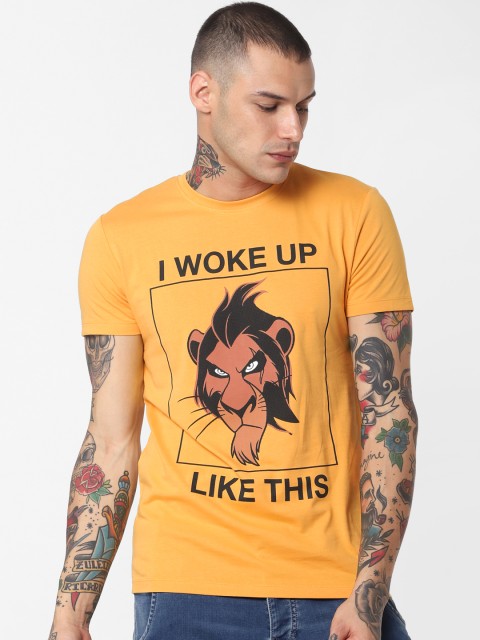 

Jack & Jones Men Yellow Lion King Printed Round Neck T-shirt
