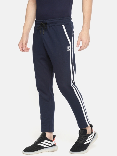 

SKULT by Shahid Kapoor Men Navy Blue Solid Knitted Slim Fit Track Pants