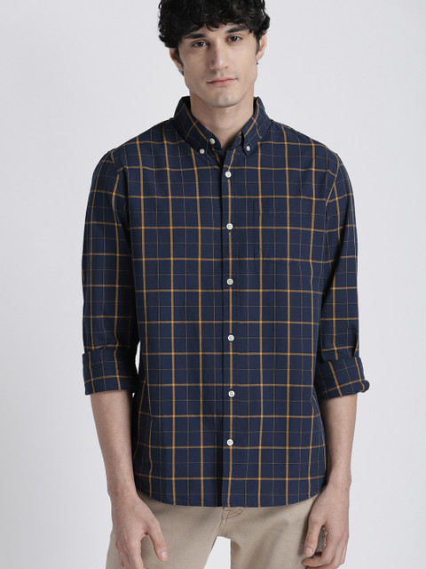 

GAP Men's Poplin Shirt, Navy blue