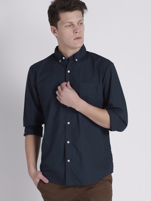 

GAP Men's Printed Poplin Shirt, Navy blue