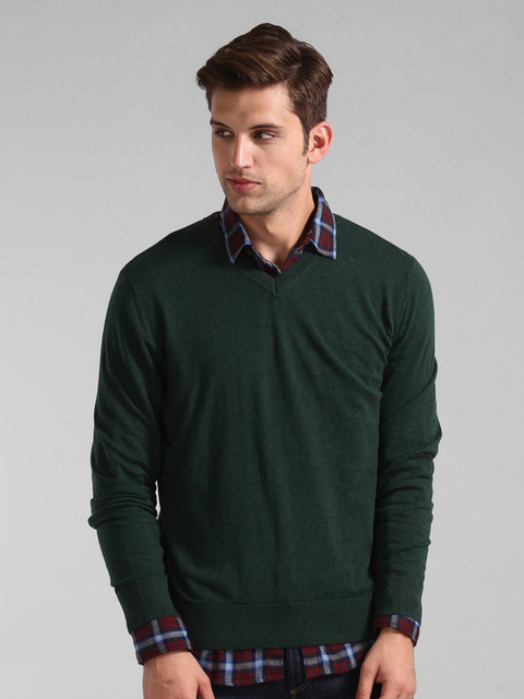 

GAP Mens Green Solid V-Neck Sweater
