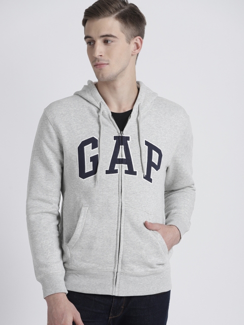 

GAP Men's Logo Fleece Zip Hoodie, Grey melange
