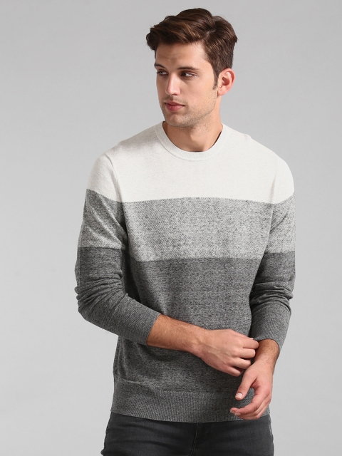 

GAP Mens White & Grey Colourblocked The Mainstay Crewneck Sweater