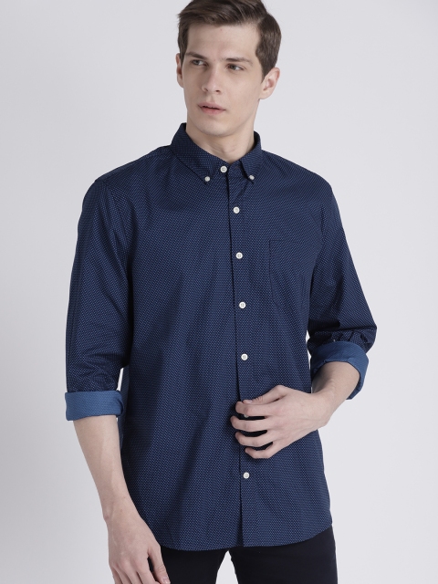 

GAP Men's Lived-In Stretch Poplin Shirt, Navy blue