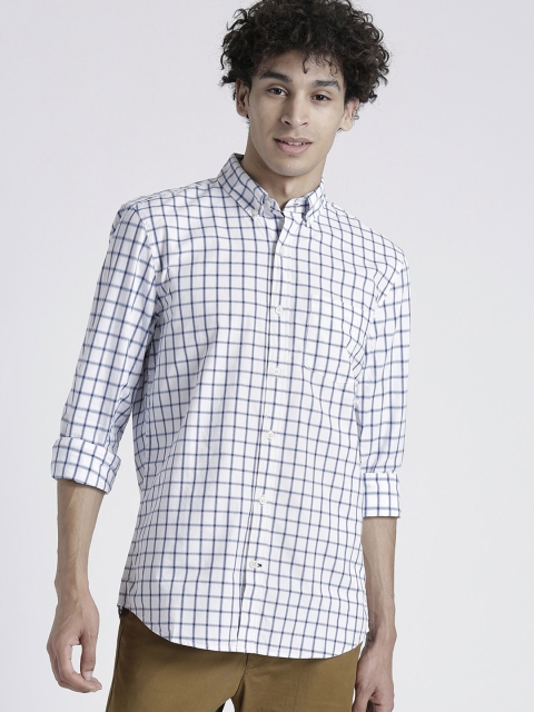 

GAP Men's Checked Lived-In Stretch Poplin Shirt, White