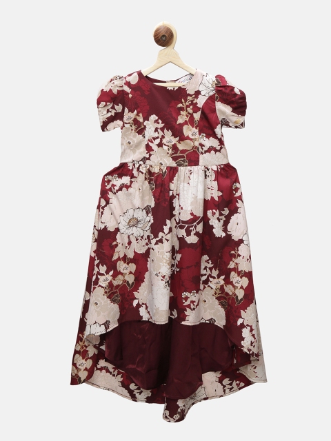 

First Kick Girls Maroon & Cream-Coloured Fit and Flare Dress