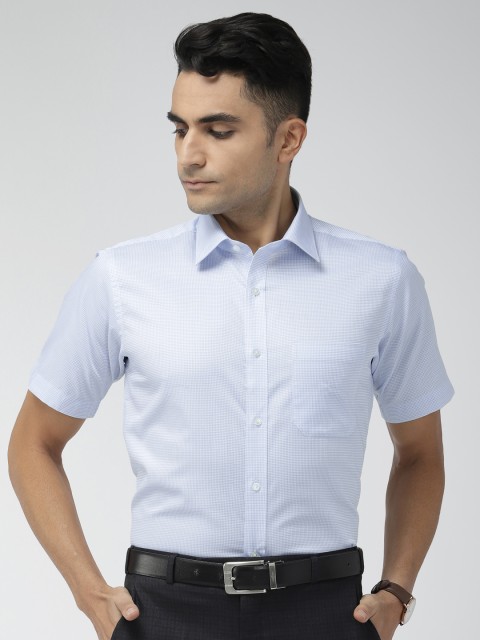 

Raymond Men White & Blue Contemporary Fit Checked Formal Shirt