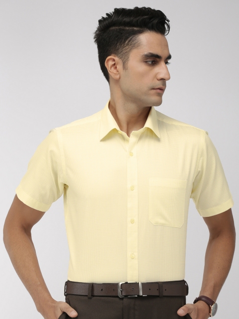 

Raymond Men Yellow Contemporary Regular Fit Self Checked Formal Shirt