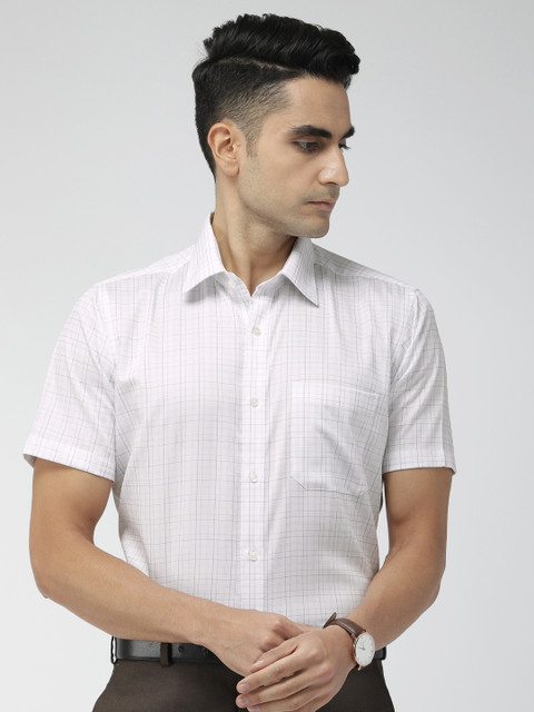 

Raymond Men White & Blue Contemporary Fit Checked Formal Shirt