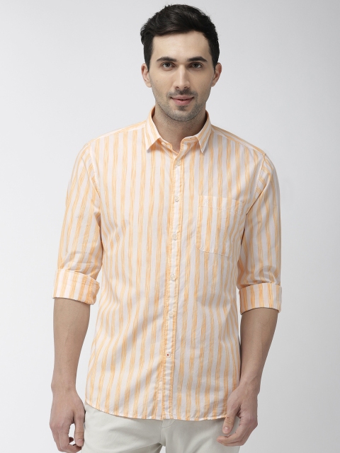 

Raymond Men Yellow & White Slim Fit Striped Casual Shirt