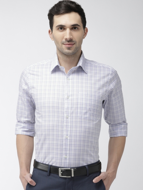 

Raymond Men White & Purple Regular Fit Checked Formal Shirt