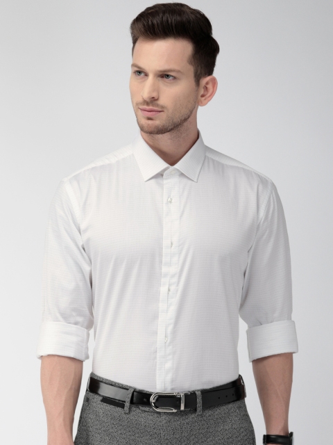 

Park Avenue Men White & Grey Printed Slim Fit Formal Shirt