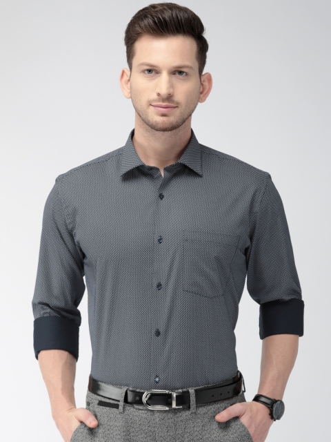 

Park Avenue Men Navy Blue & White Printed Slim Fit Formal Shirt
