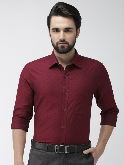 

Raymond Men Maroon Contemporary Regular Fit Self Design Formal Shirt