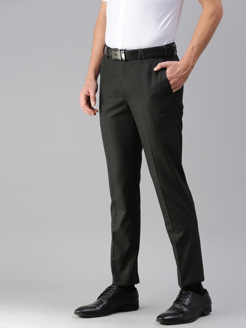 

Park Avenue Men Charcoal Grey Checked Neo Fit Formal Trousers