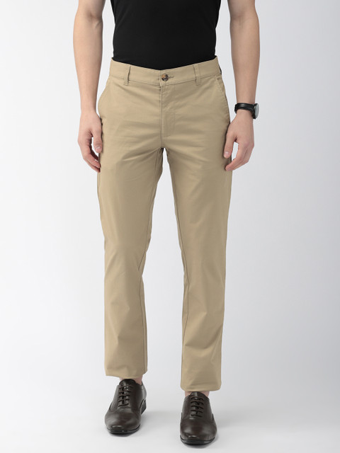 

Park Avenue Men Khaki Tapered Fit Solid Chinos