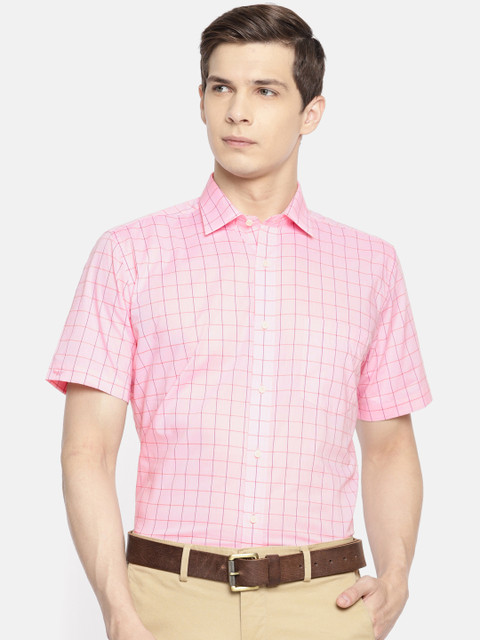 

Park Avenue Men Pink Regular Fit Checked Formal Shirt