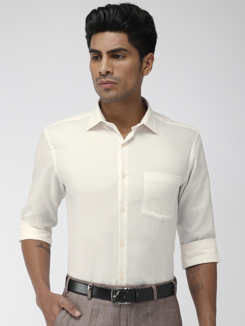 

Park Avenue Men Cream Slim Fit Self Design Formal Shirt
