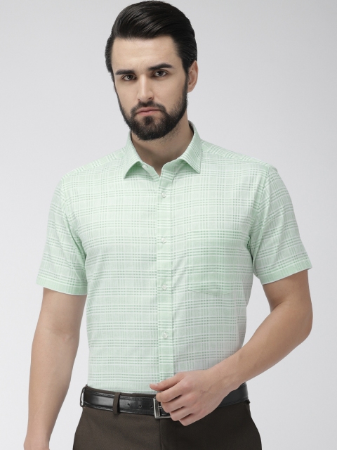 

Park Avenue Men Green & White Regular Fit Checked Formal Shirt