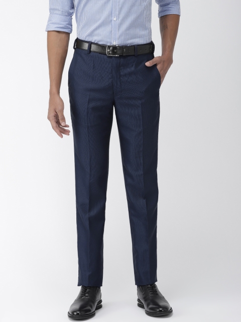 

Park Avenue Men Blue Super Slim Fit Solid Formal Trousers, Navy blue