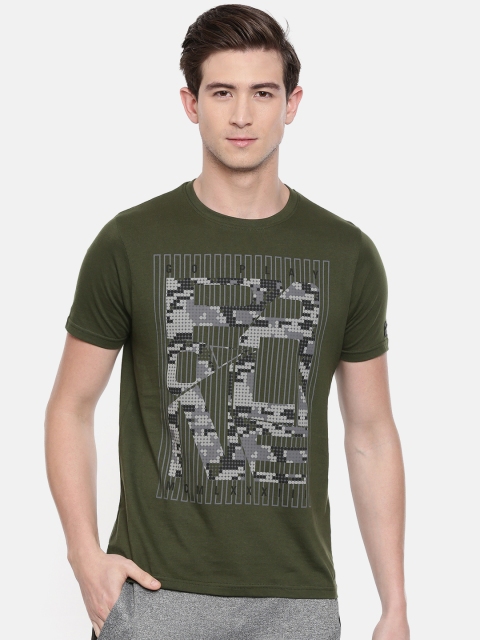 

Proline Active Men Olive Green Printed Round Neck T-shirt