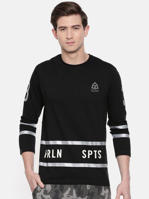 

Proline Active Men Black Printed Round Neck T-shirt