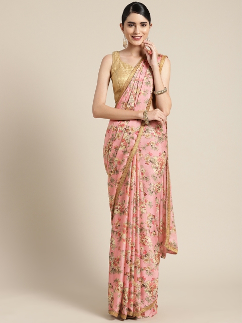 

Tikhi Imli Pink & Beige Printed Saree