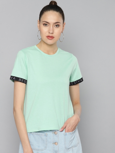 

Besiva Women Sea Green Solid Round Neck T-shirt
